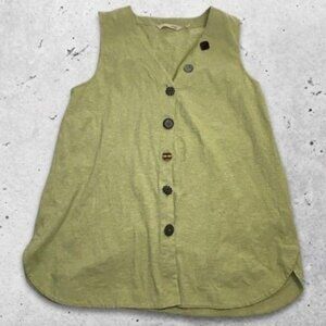 Soft Surroundings Blouse Varied Button-Front Breathable Fabric Yellow‎ Women's M